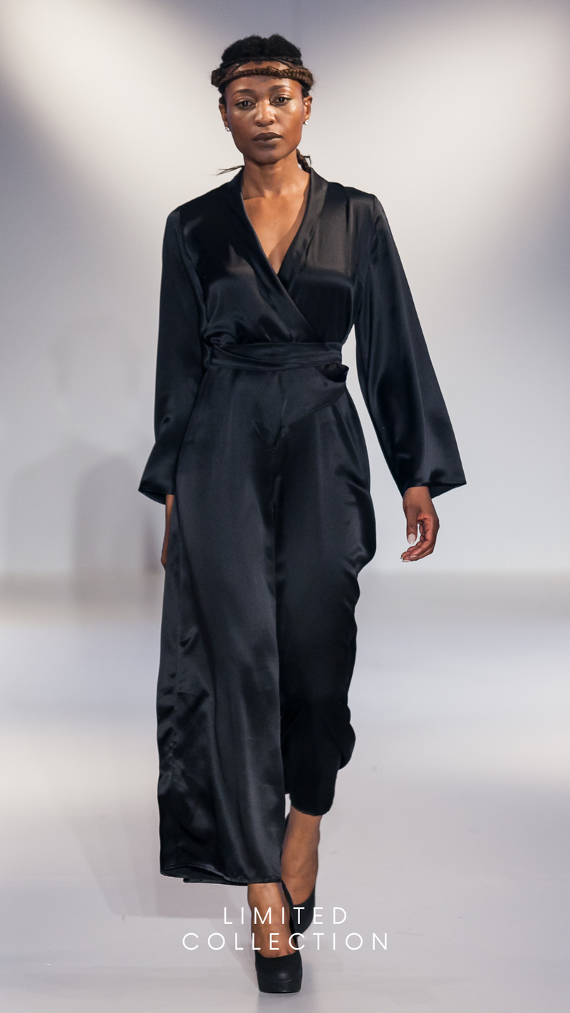 Gia Long Silk Black Dress Runway